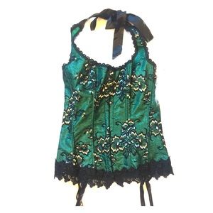 Fredricks of Hollywood Halter Corset- Emerald